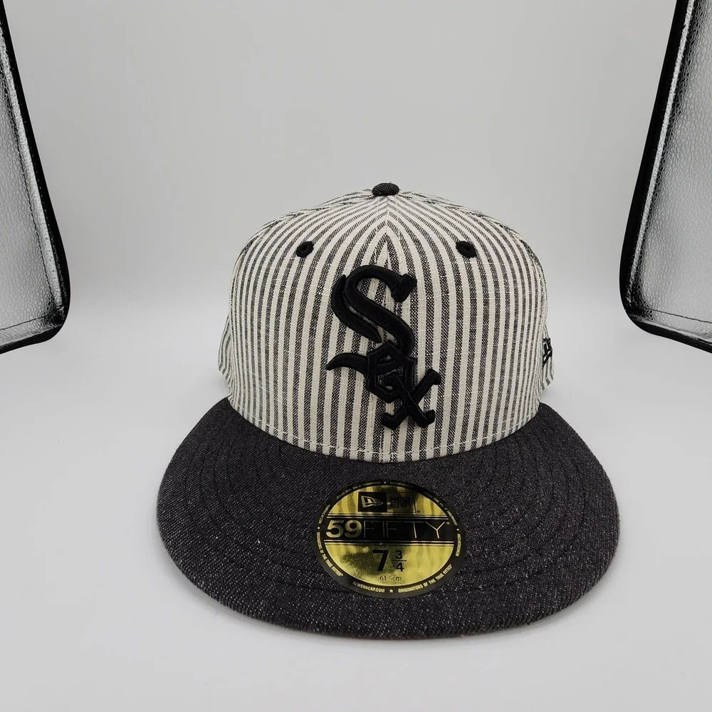 Chicago‎ White Sox Hat New Era 59FIFTY Striped Seersucker Fitted Size 7 3/4 NEW